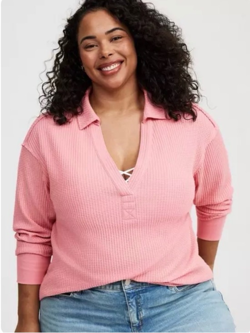 NWT Torrid Waffle Collared Drop Shoulder Top